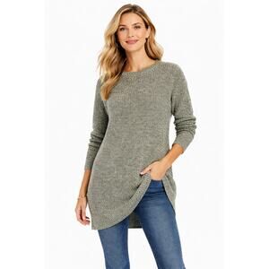 Cabi Green Knit Sweater Women’s M Long Sleeve Tunic Pullover